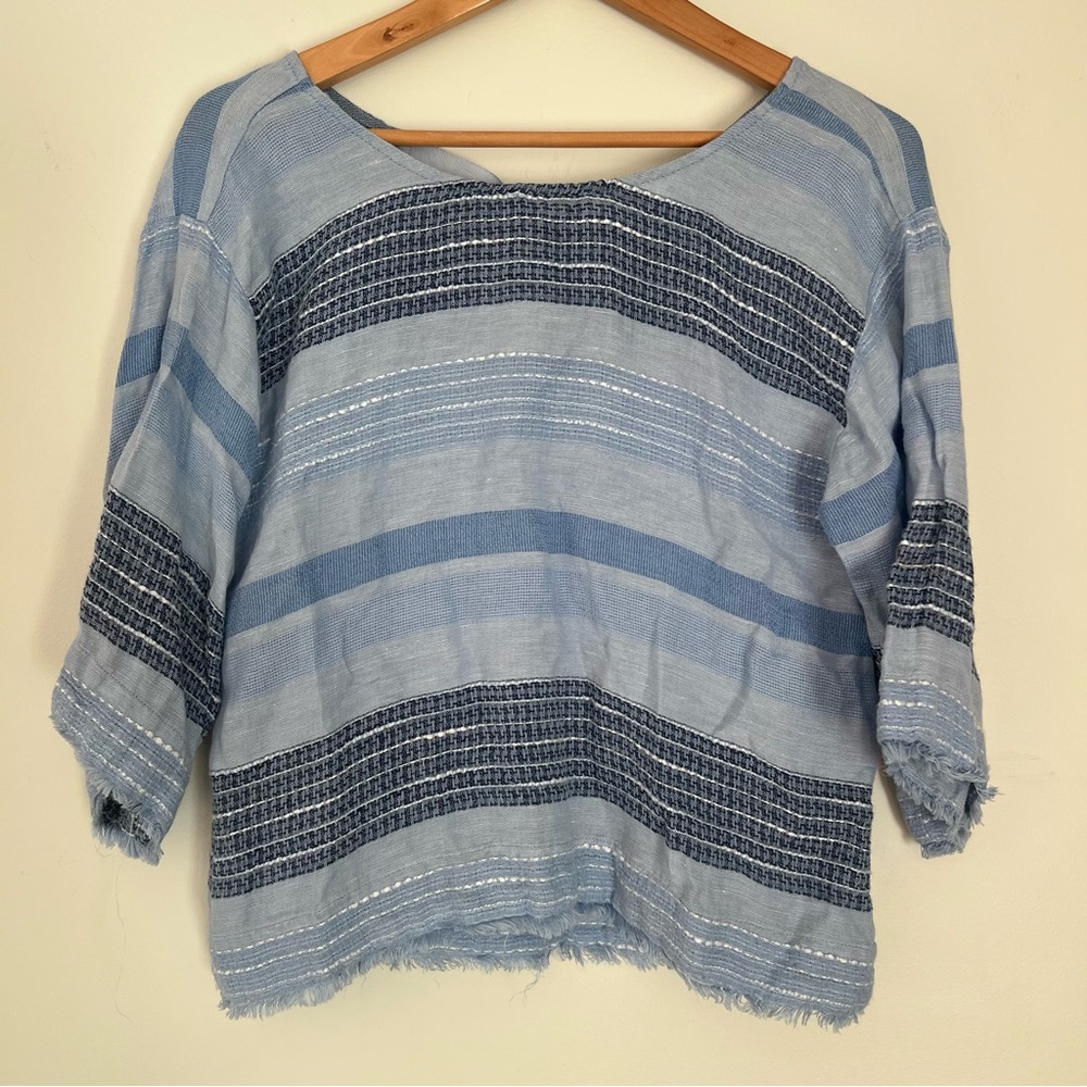 Bella Dahl Linen Cotton Blend Blue Top Size XS